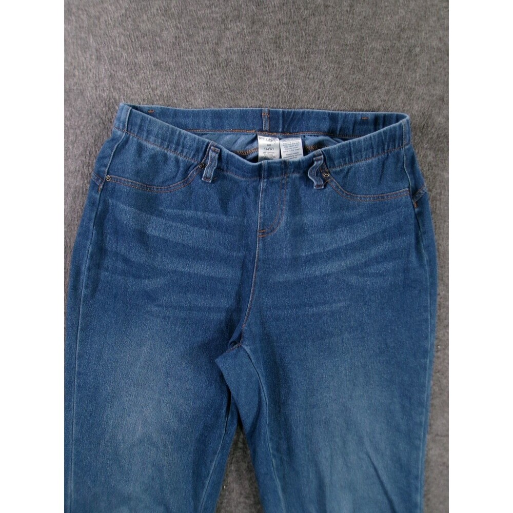 Terra Sky Jeans Women 0X Blue Pull On Capris Medium Wash Classic Cuffed Summer - Picture 2 of 14